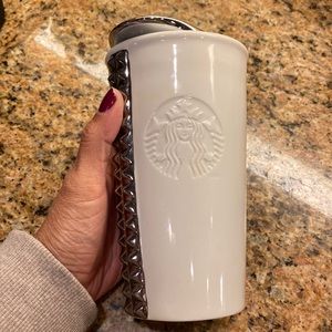 Starbucks white studded tumbler